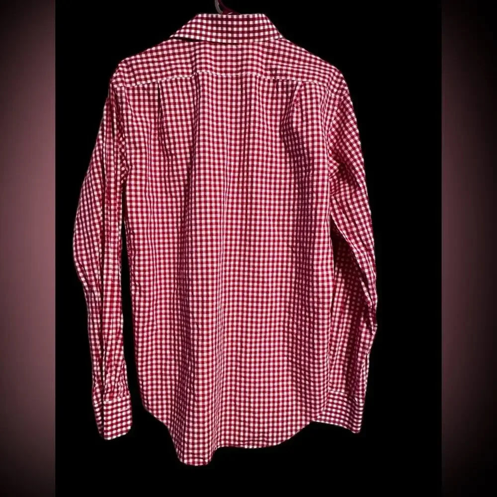 Lorenzo Uomo Trim Fit Red Plaid Button Down Men's Shirt size 15